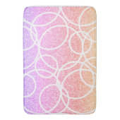 幾何学的ホワイトサークルレインボーグリッター抽象芸術 バスマット (正面縦)