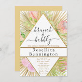 幾何学的ボホフローラ三角形ブライダルシャワー 招待状 (正面/裏面)