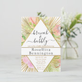 幾何学的ボホフローラ三角形ブライダルシャワー 招待状 (スタンド正面)
