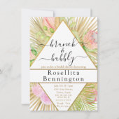 幾何学的ボホフローラ三角形ブライダルシャワー 招待状 (正面)