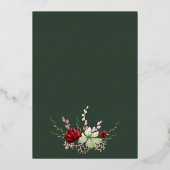 幾何学的ボホワイルドフラワーダークグリーンブライダルシャワー 箔招待状 (裏面)