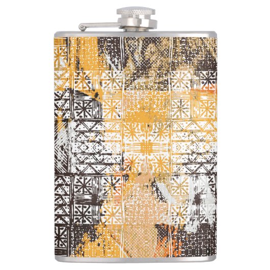 幾何学的ボホ族パタ動揺してーン フラスク (正面)