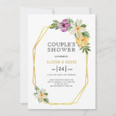 幾何学的ポリゴン結婚フローラのカップルのシャワー 招待状 (正面)