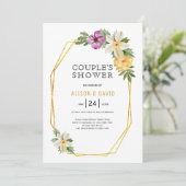 幾何学的ポリゴン結婚フローラのカップルのシャワー 招待状 (スタンド正面)
