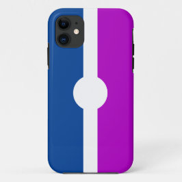 幾何学的マゼンタピンク王室のブルー白ストライプ色 iPhone 11 ケース
