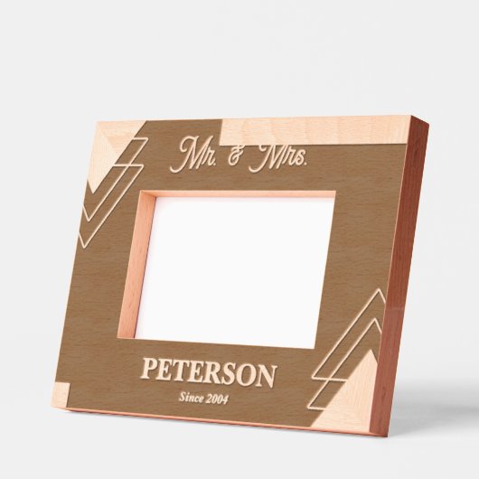 幾何学的ミセス・カップルウッドカスタム写真枠 レーザー彫刻フレーム (左)