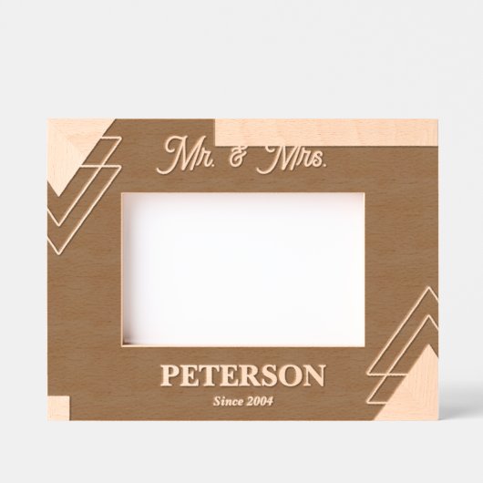 幾何学的ミセス・カップルウッドカスタム写真枠 レーザー彫刻フレーム (正面)