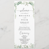 幾何学的ミニマリストユーカリ結婚式 プログラム (正面)