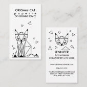 幾何学的ミニマリスト折り紙猫 名刺 (正面/裏面)