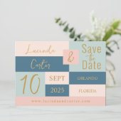 幾何学的ミニマリスト日付カードを保存 招待状 (スタンド正面)