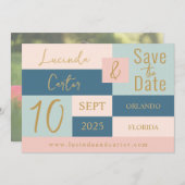 幾何学的ミニマリスト日付カードを保存 招待状 (正面/裏面)