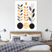 幾何学的ミニマリズム葉:抽象芸術内の キャンバスプリント (インサイチュ (寝室))