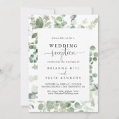 幾何学的ミニマルなユーカリの結婚式の披露宴の招待状 招待状 (正面)