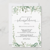 幾何学的ミニマルなユーカリ・リハーサル・ディナー 招待状 (正面)