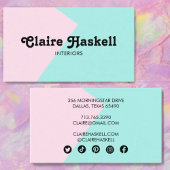 幾何学的ミニマルソーシャルメディアのアイコンピンク色アクア 名刺