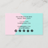幾何学的ミニマルソーシャルメディアのアイコンピンク色アクア 名刺 (裏面)