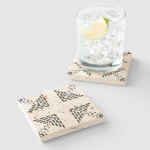 幾何学的ミニマルデザイン白黒 ストーンコースター (横)