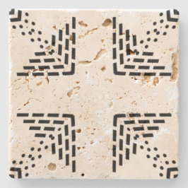 幾何学的ミニマルデザイン白黒 ストーンコースター