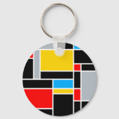 幾何学的ミニマルモンドリアンスタイル色合成 キーホルダー (正面)