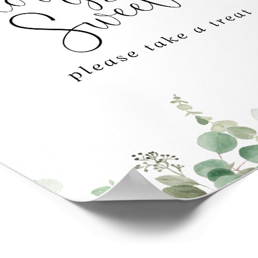 幾何学的ミニマルユーカリラブイズスイートサイン ポスター (角)