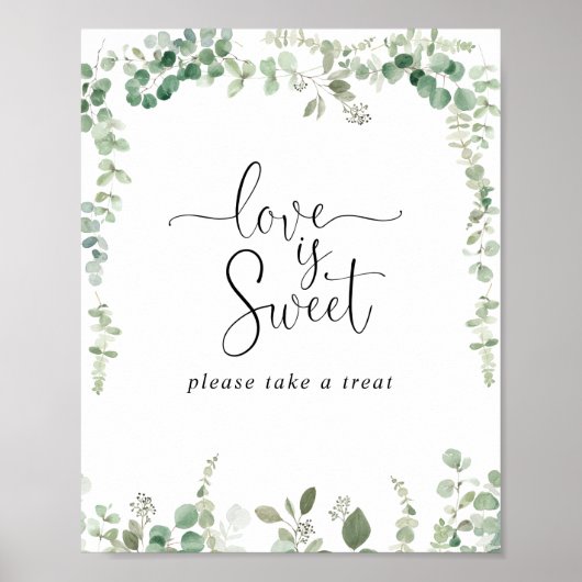 幾何学的ミニマルユーカリラブイズスイートサイン ポスター (正面)