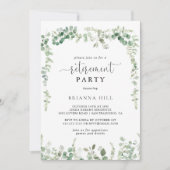 幾何学的ミニマルユーカリ退職パーティー 招待状 (正面)