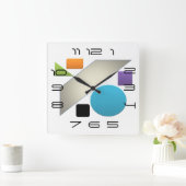 幾何学的ミニマル前衛的ブライト スクエア壁時計 (ホーム)