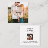 幾何学的ミニマル白い四角い写モダン真 スクエア名刺 (正面/裏面)