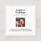 幾何学的ミニマル白い四角い写モダン真 スクエア名刺 (裏面)