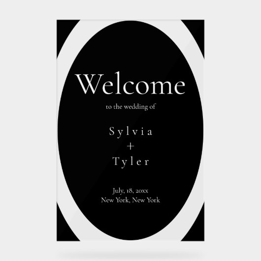 幾何学的ミニマル結婚リストの歓迎 アクリルサイン (正面)