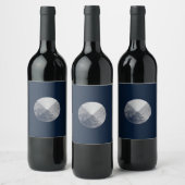 幾何学的ムーンミニマルデザイン ワインラベル (ボトル)