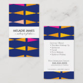 幾何学的メイクアップアーティストサロンブルーピンク 名刺 (正面/裏面)