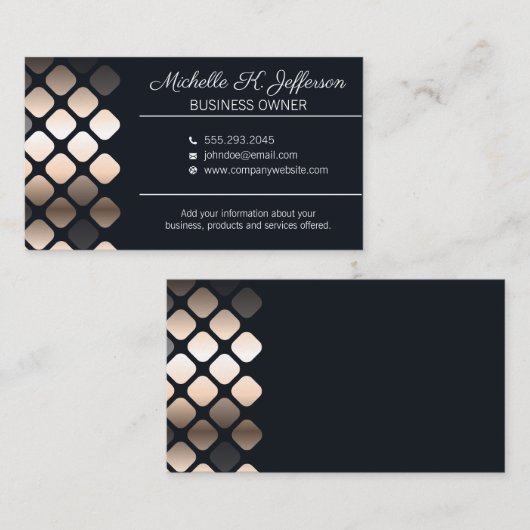 幾何学的メタリックパターン |黒 名刺 (正面/裏面)