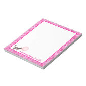 幾何学的メッセージ付きピンクバブルガム縁ど猫 ノートパッド (回転)