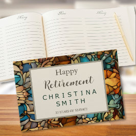 幾何学的モザイクのステンドグラスの引退パーティー ゲストブック