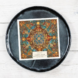 幾何学的モザイクのステンドグラスの引退パーティー スタンダードカクテルナプキン