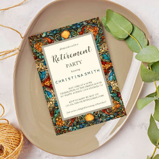 幾何学的モザイクのステンドグラスの引退パーティー 招待状