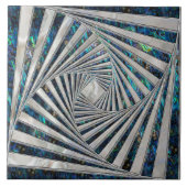 幾何学的モザイクスパイラル – アワビ真珠 タイル (正面)