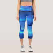 幾何学的モザイク正方形ボックスデザイン カプリレギンス (正面)