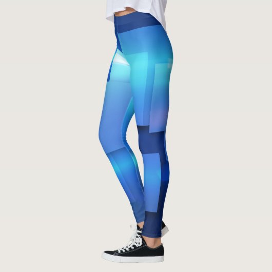 幾何学的モザイク正方形ボックスデザイン レギンス (左)