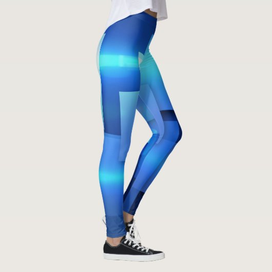 幾何学的モザイク正方形ボックスデザイン レギンス (右)