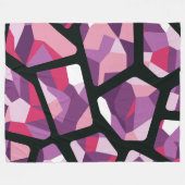 幾何学的モザイク鮮やか、ピンクと紫の宝石 フリースブランケット (正面(横))