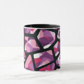 幾何学的モザイク鮮やか、ピンクと紫の宝石 マグカップ (中央)