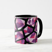 幾何学的モザイク鮮やか、ピンクと紫の宝石 マグカップ (正面右)