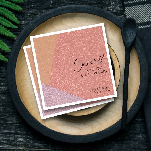 幾何学的モダンな後で幸せ結婚にはっきりしたも スタンダードカクテルナプキン