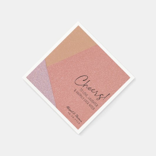 幾何学的モダンな後で幸せ結婚にはっきりしたも スタンダードカクテルナプキン (角)