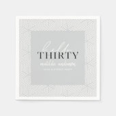 幾何学的モダンな30歳の誕生日パーティー スタンダードカクテルナプキン (正面)