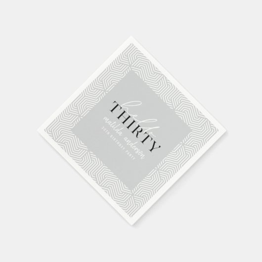 幾何学的モダンな30歳の誕生日パーティー スタンダードカクテルナプキン (角)