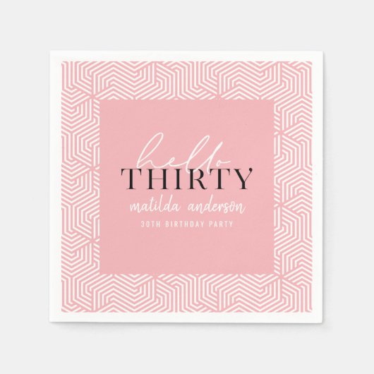 幾何学的モダンな30歳の誕生日パーティー スタンダードカクテルナプキン (正面)