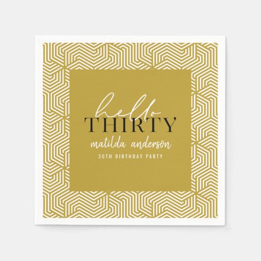 幾何学的モダンな30歳の誕生日パーティー スタンダードカクテルナプキン (正面)